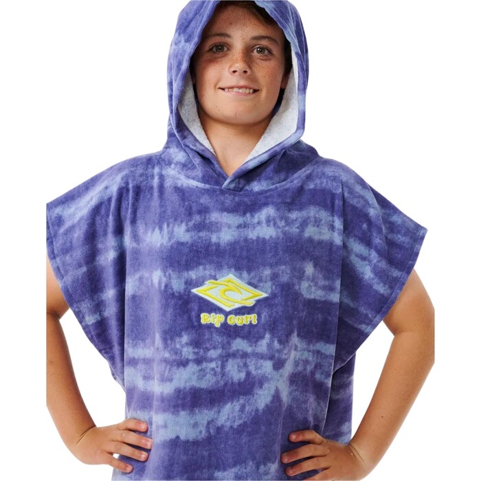 2024 Rip Curl Junior Gemischtes Kapuzenhandtuch 008BTO - Ocean Blaue Krawatte